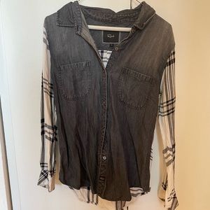 Rails black denim and white flannel